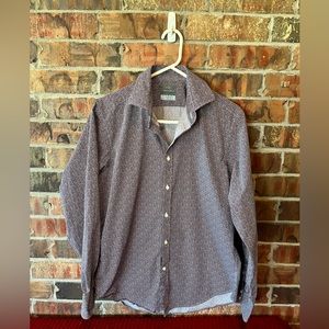 Thomas Dean Red And Blue Geometric Button Up Long Sleeve Shirt Men’s Size:M